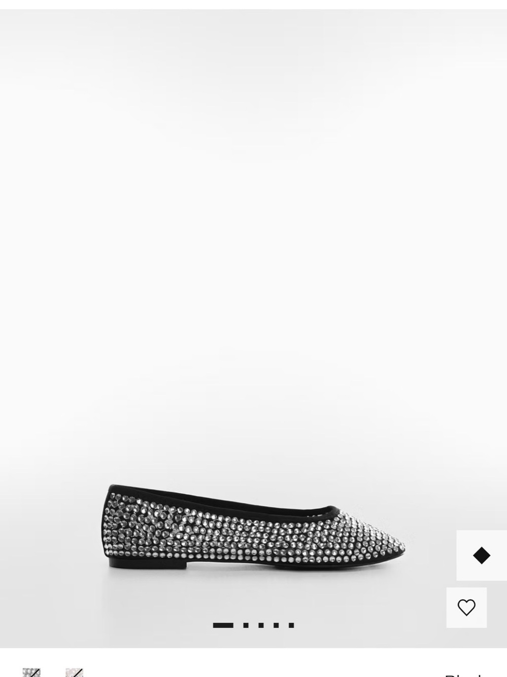 NIB MANGO Rhinestone ballet flats, size 38